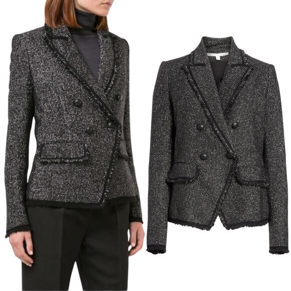 Veronica Beard Frisco Black Tweed Jacket Double Breasted Metallic Size 8 - Picture 1 of 11
